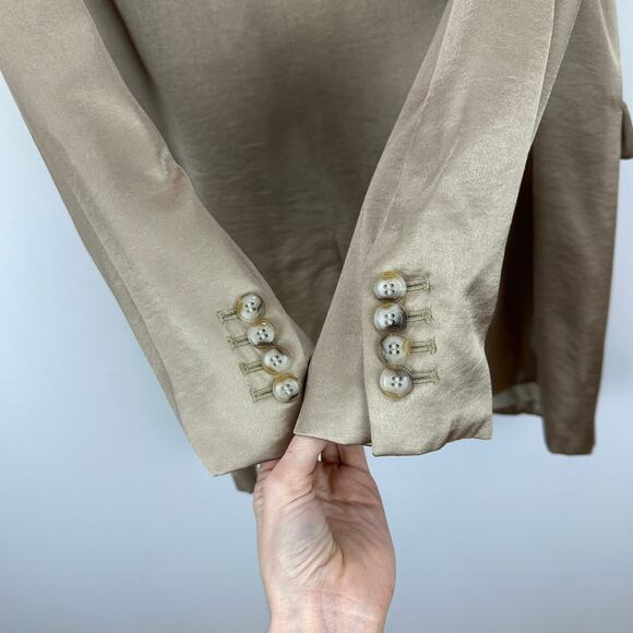 Madewell Satin Oversized Blazer Jacket Matchstick Beige Viscose Blend US 4 NWT - Picture 14 of 16